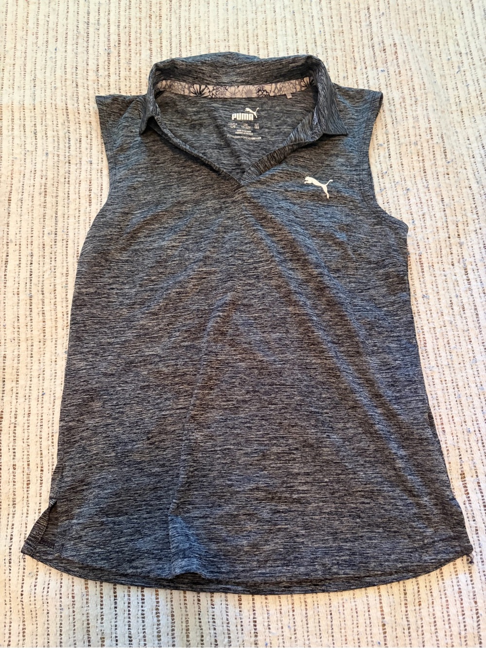 Puma Sleeveless Heathered Charcoal Polo - Black/Gray